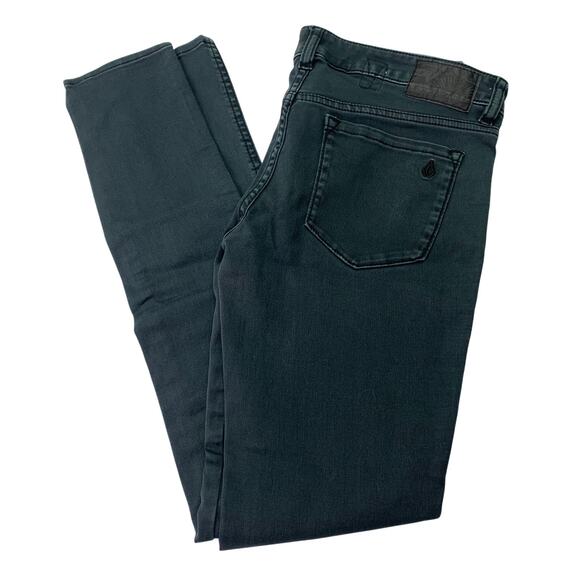 Volcom Juniors Womens Sz 9 Black Gray Stretch Skinny 30" Inseam Denim Jeans - Picture 1 of 12